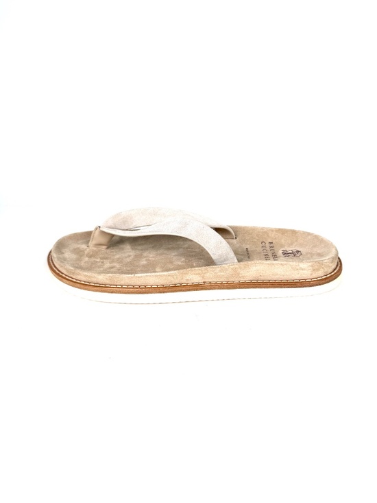Brunello Cucinelli Mens Sand Beige Suede Leather Slipper Flip Flop Sandals 44 main image 4